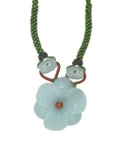 Flaunt Your Flower Power with This Jade Amaryllis Flower Necklace. Simple but Elegantly Put Together with Oval Jade Beads Made with Lime Cord: Jewelry