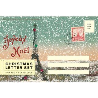 Cavallini Joyeux Noel Paris Eiffel Tower Christmas Letter Set   Blank Note Card Sets