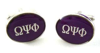 Omega Psi Phi Fraternity Greek Silver Tone Cufflinks: Jewelry