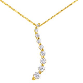 10k Gold 1/4ct TDW Nine Diamond Journey Necklace Diamond Necklaces