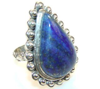 Lapis Lazuli Women's Silver Ring Size: 8 12.80g (color: navy blue, dim.: 1 1/4, 1, 1/4 inch). Lapis Lazuli Crafted in 925 Sterling Silver only ONE ring available   ring entirely handmade by the most gifted artisans   one of a kind world wide item   FRE