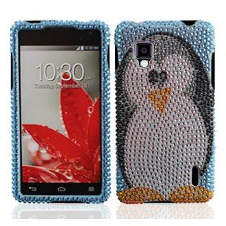 Blue Penguin Diamond Bling Hard Case Snap On Cover for Lg Ls970 Optimus G / Eclipse 4g LTE + Free Silver Stylus Pen: Cell Phones & Accessories