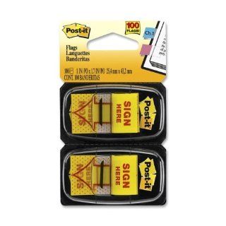 Post it Flags Products   Post it Flags   Arrow Message 1 Flags, Sign Here, Yellow, 2 50 Flag Dispensers/Pack   Sold As 1 Pack   Get attention and get results!   Mark, tab, highlight and color code.   All flags are removable and repositionable.: Everything 