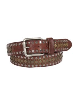Mens Singer Studded Leather Belt, Brown   Will Leather Goods   Brown (38)
