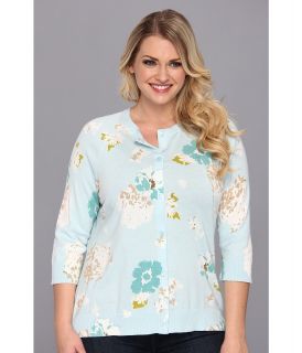 Pendleton Plus Size Floral Print Cardigan Womens Sweater (Blue)