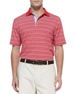 Mens Staley Stripe E4 Polo, Red   Peter Millar   Red (XL)