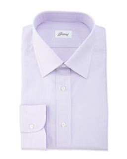 Mens Textured Striped Dress Shirt, Lavender   Brioni   Lavendar (16R)