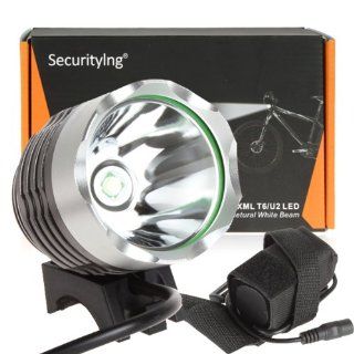 SecurityIng Waterproof Super Bright 3 Modes 1200 Lumens CREE XML T6 Bulb LED Bicycle/ bike HeadLight, HeadLamp Flashlight, LED Light Cree T6 Headlamp Suitable for Cycling, Climbing, Fishing, Hunting, Camping and Other Outdoor Activities  Securitying Bike