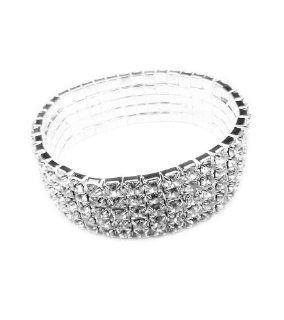 TdZ Fashion Crystal Rhinestone Stretch Five Wide Bracelet: Jewelry