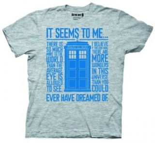 Doctor Who It Seems To Me Heather Gray T Shirt: Clothing