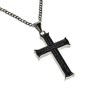 Christian Mens Stainless Steel Abstinence "Those Who Wait Upon the Lord Shall Renew Their Strength. They Will Mount up with Wings Like Eagles; They Will Walk and Not Grow Weary. They Shall Run and Shall Not Faint" Isaiah 40:31 Black Iron Cross Pu