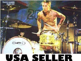 Blink 182 POSTER Travis Barker on drums shirtless grainy 34 x 23.5 (sent from USA in PVC pipe) : Prints : Everything Else