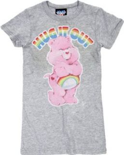 Junk Food Care Bears Hug It Out Gray Juniors/Ladies T shirt Tee: Movie And Tv Fan T Shirts: Clothing