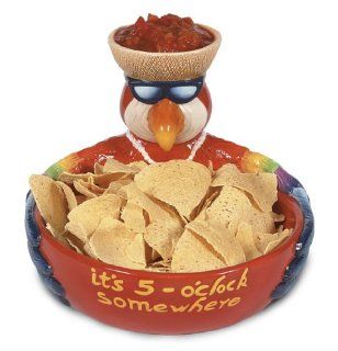 Party Parrot "5 O'clock Somewhere" Chip & Dip Dish: Chip And Dip Serving Sets: Kitchen & Dining