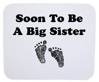 Mashed!   Soon To Be A Big Sister (Baby Footprints)   Smooth Square Mousepad With Non Skid Base : Mouse Pads : Office Products