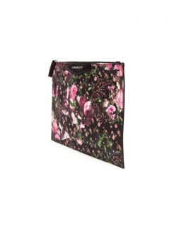 Givenchy Abstract Floral Leather Clutch   Browns