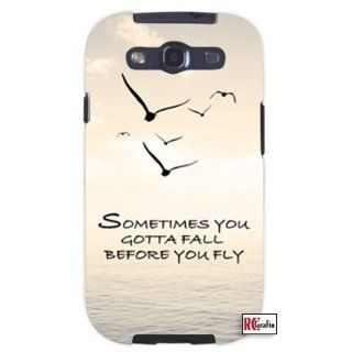 Sometimes You Gotta Fall Before You Fly Hipster Quote Unique Quality Hard Snap On Case for Samsung Galaxy S3 SIII i9300 (WHITE): Cell Phones & Accessories