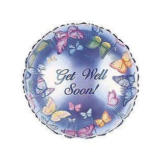 Get Well Soon 18" Colorful Butterflies Sympathy Mylar Foil Balloon: Everything Else