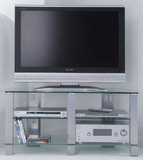 Design Fernsehtisch 107 x 40 cm TV Rack Hifi Regal aus Glas: Küche & Haushalt