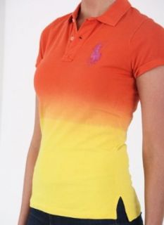 Polo Ralph Lauren Poloshirt DAMEN KATE DIP DYE Mesh Kurzarm Orange/Gelb Lila Big Pony Gr: M (9): Bekleidung