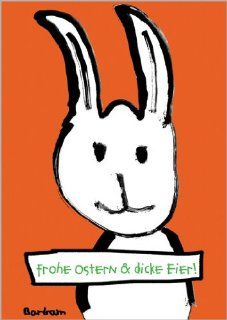 Lustige Osterkarte mit frechem Osterhasen: Frohe Ostern und dicke Eier • auch zum direkt Versenden mit ihrem persnlichen Text als Einleger.: Küche & Haushalt