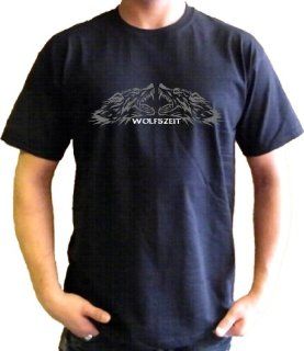 T Shirt Klassisch WOLFSZEIT   Bedrucktes Shirt   Wolfskpfe: Sport & Freizeit