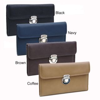Dasein Faux leather Tri fold Checkbook Wallet With Buckle snap Closure