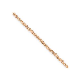 Jewelryweb 14K Rose Gold 1.7mm Ropa Chain Ankle Bracelet