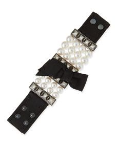 Lanvin Pearly Ribbon Bow Cuff Bracelet