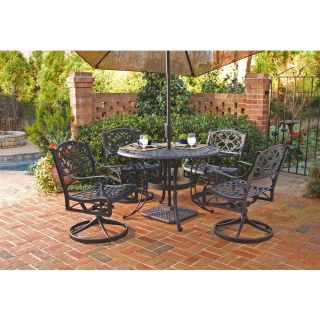 Home Styles Biscayne 42 in. Black Swivel Patio Dining Set   Seats 4   Patio Dining Sets