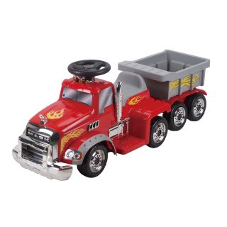 New Star Mack Truck with Trailer Battery Powered Riding Toy   Red