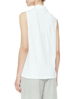 Joan Vass Sleeveless Polo Top, White