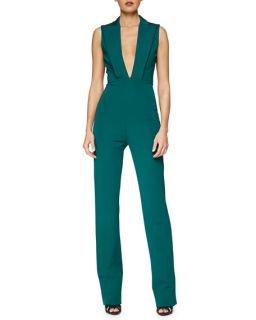 Cushnie et Ochs Peaked Lapel V Neck Jumpsuit