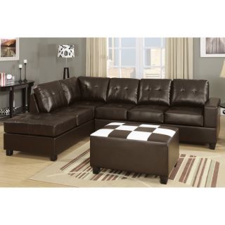 Chandler Bonded Leather Sectional Sofa with Flip down Console