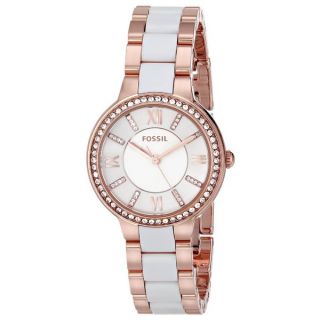 Fossil Womens ES3561 Virginia Rose Goldtone Stainless Steel and Nylon