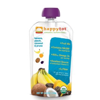 Happy Baby Stage 4 Tot Banana, Peach, Prunes & Coconut Food Pouch