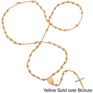Sterling Essentials 14k Gold Overlay Polished Bead Rosary Necklace