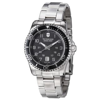 Swiss Army Mens 241436 Maverick Black Dial Stainless Steel GMT