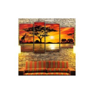 DesignArt Modern African Landscape 4 Piece Original Painting on Canvas