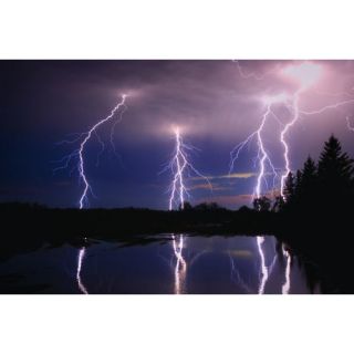 Printfinders Designpics Lightning Storm Over A Lake by Corey Hochachka