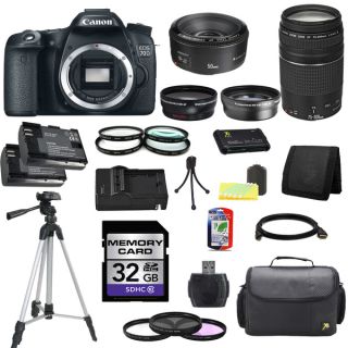 Canon EOS 70D DSLR Camera Body with EF 50mm f/1.8 II and EF 75 300mm f