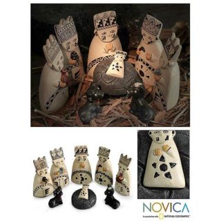 Set of 8 Ceramic Born to the s Nativity Scene (Peru