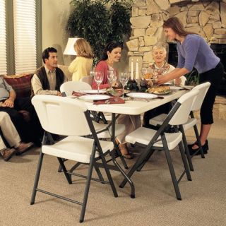 Lifetime 6 ft. Rectangle Commercial Folding Table and 8 Chair Set   Folding Tables & Chairs