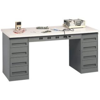 Tennsco Electronic Workbench with 2 Drawer Units   Workbenches