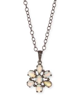 Siena Jewelry Opal Diamond Flower Pendant Necklace