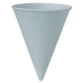 Paper Cone Water Cups   4 oz rolled rim unprinted paper water cup/cone