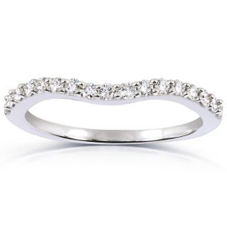 Annello 14k White Gold 1/4ct TDW Curved Diamond Wedding Band Ring (H I