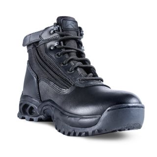 Ridge Outdoors Mens Black Leather Mid Zipper Motorcycle Boots
