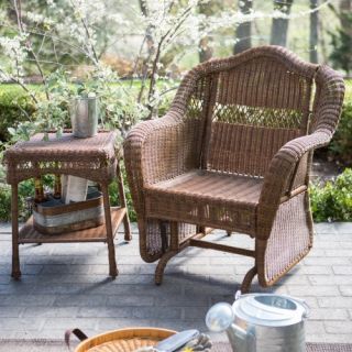 Coral Coast Casco Bay Resin Wicker Outdoor Glider Chair   Indoor Rocking Chairs