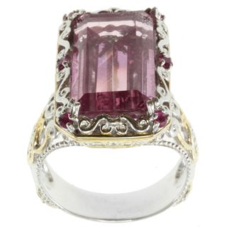 Michael Valitutti Two tone Kunzite Quartz and Pink Sapphire Ring